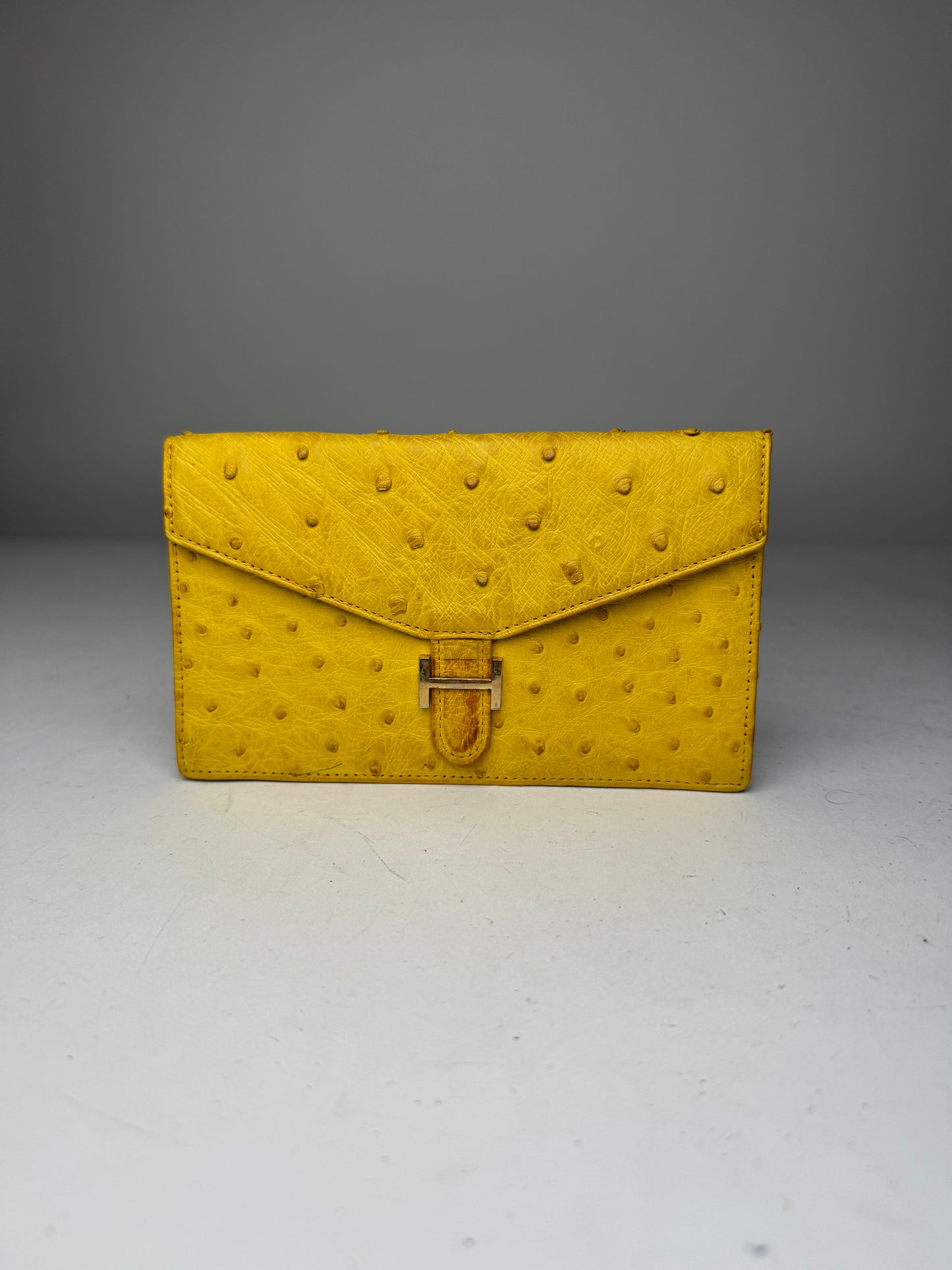 Vintage Ostrich Leather Wallet Yellow