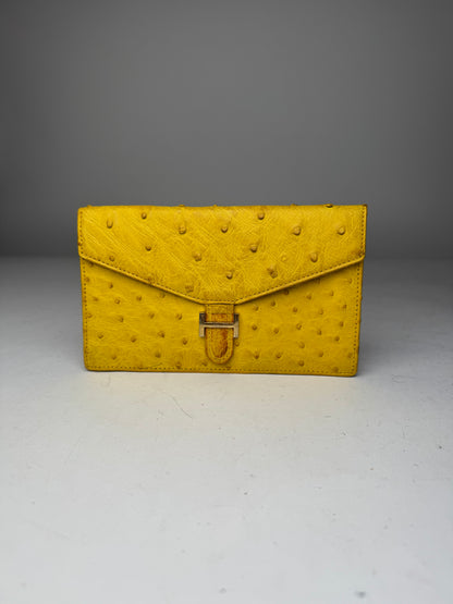 Vintage Ostrich Leather Wallet Yellow