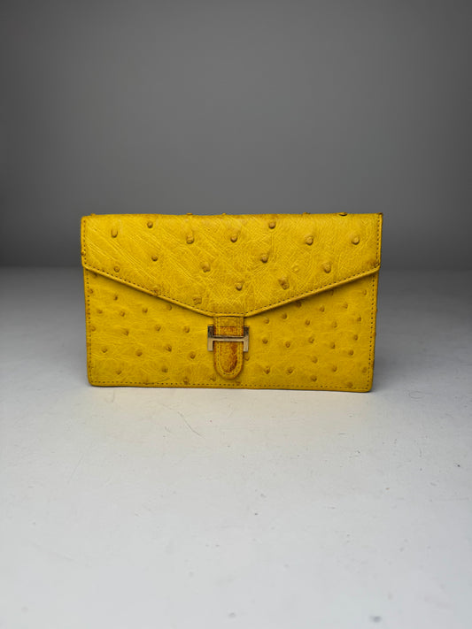 Vintage Ostrich Leather Wallet Yellow
