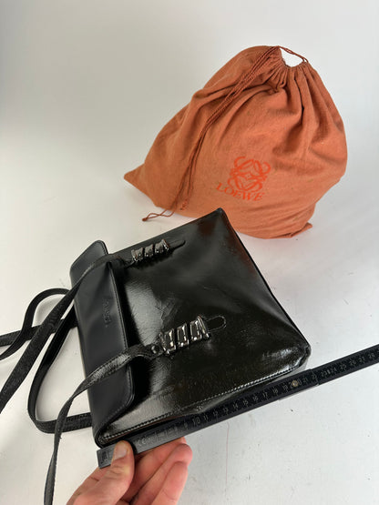 Vintage Loewe Madrid Leather Handbag Black