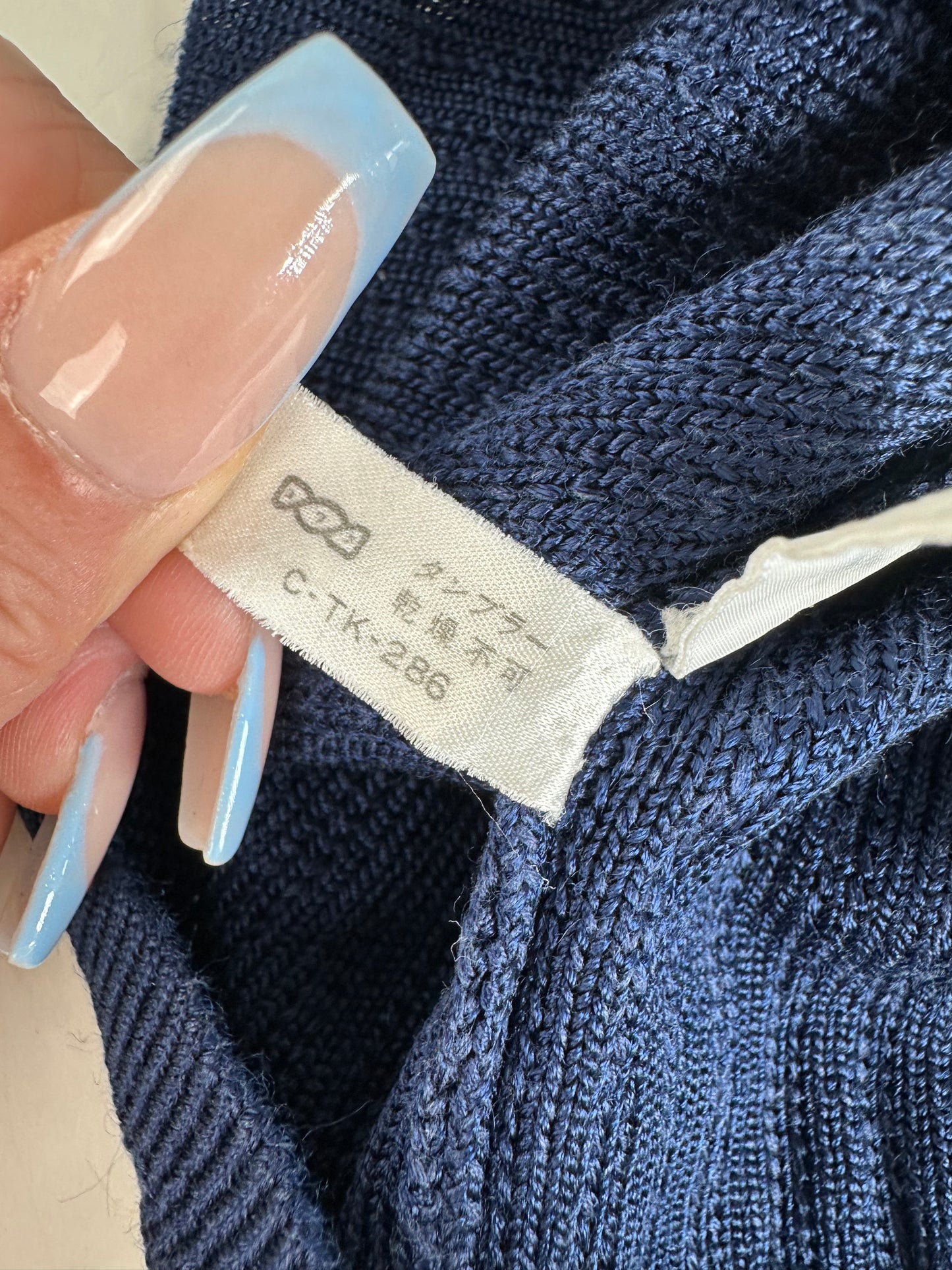 Vintage Dior Knitted Cotton Pullover Navy XL