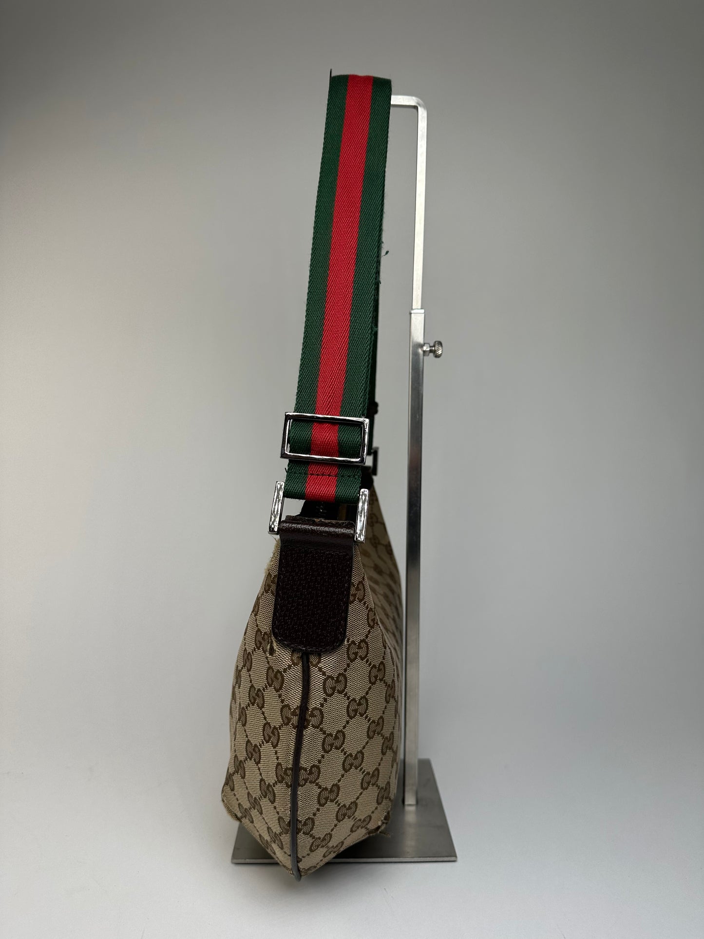 Vintage Gucci Monogram Canvas Croissant Shoulder bag Beige Brown