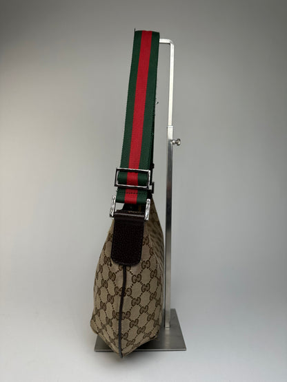 Vintage Gucci Monogram Canvas Croissant Shoulder bag Beige Brown