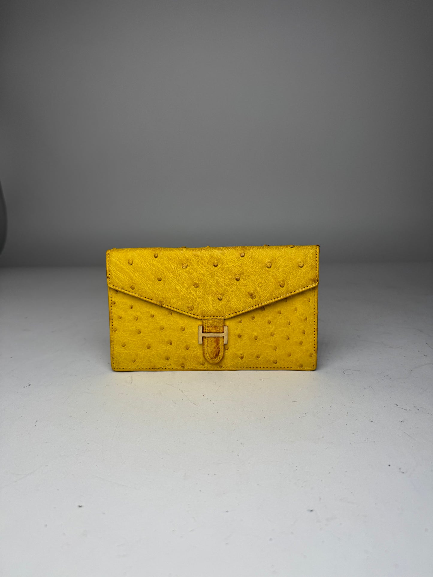 Vintage Ostrich Leather Wallet Yellow
