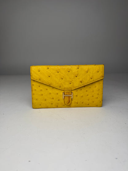 Vintage Ostrich Leather Wallet Yellow