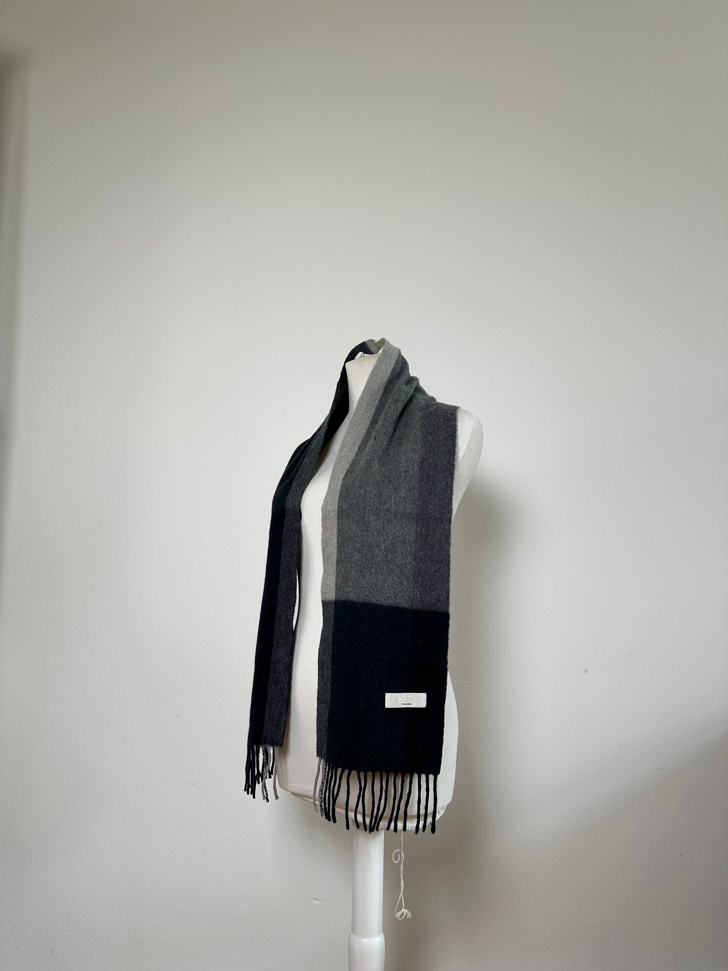Vintage Chloé Wool Blend Scarf Navy Charcoal Grey