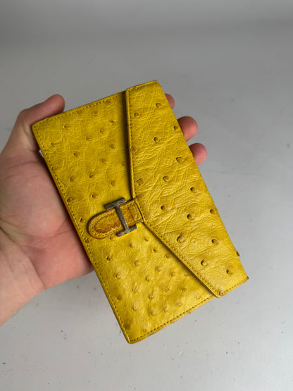 Vintage Ostrich Leather Wallet Yellow
