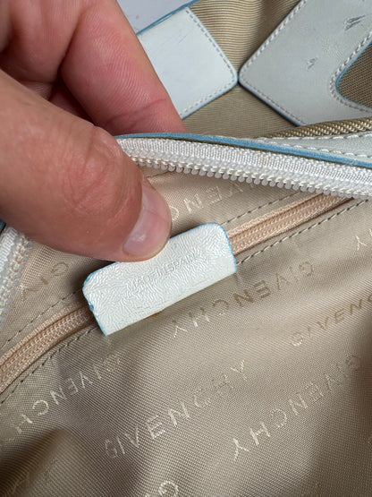 Sac vintage Givenchy 4G en cuir et coton bleu blanc beige