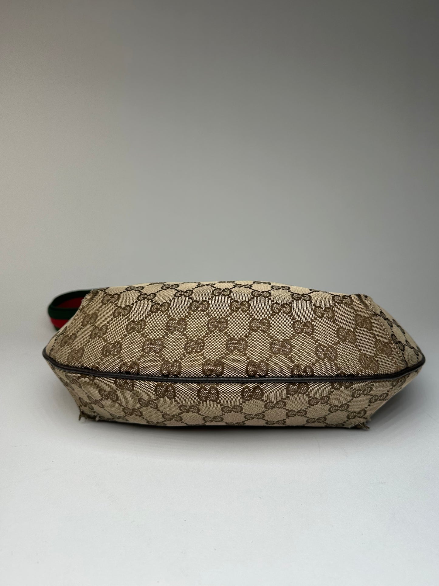 Vintage Gucci Monogram Canvas Croissant Shoulder bag Beige Brown