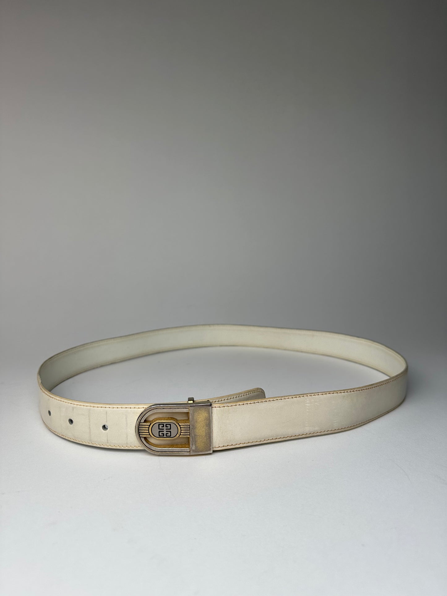 Vintage Givenchy Leather Belt White