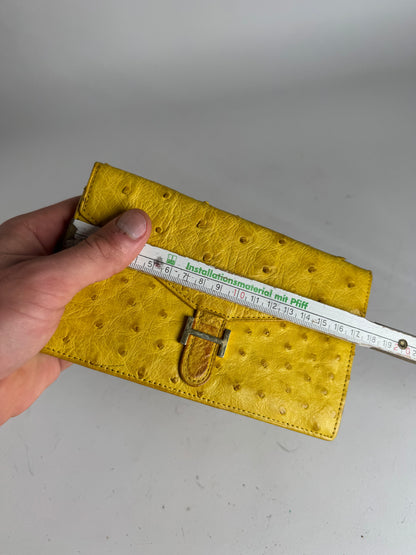Vintage Ostrich Leather Wallet Yellow