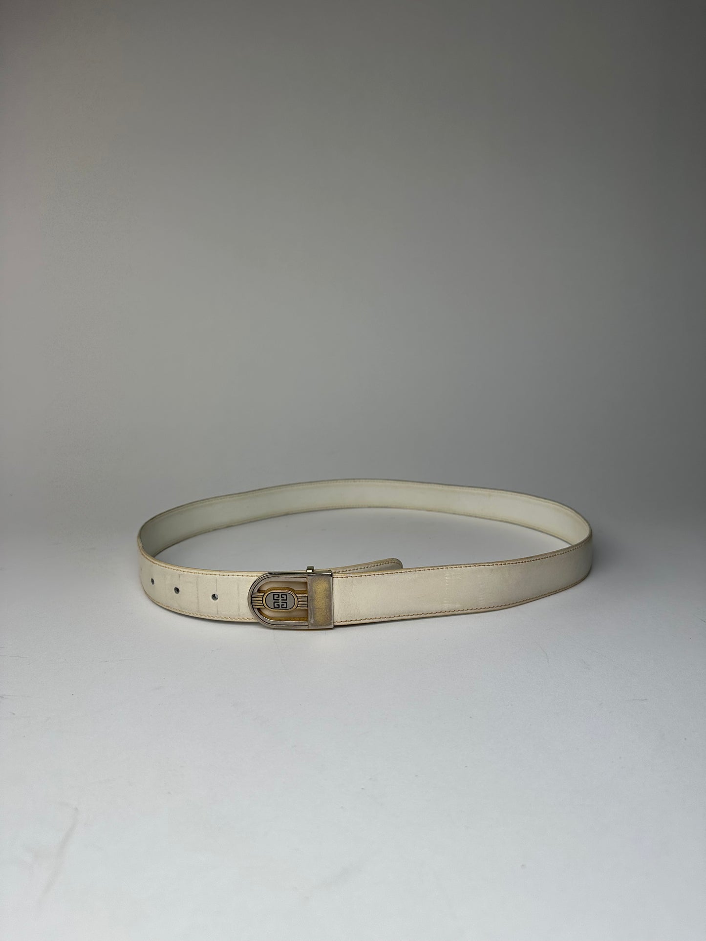 Vintage Givenchy Leather Belt White