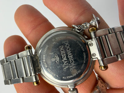 Vintage Vivienne Westwood Stainless Steel Bracelet Watch c. Late 2000s Silver Gold