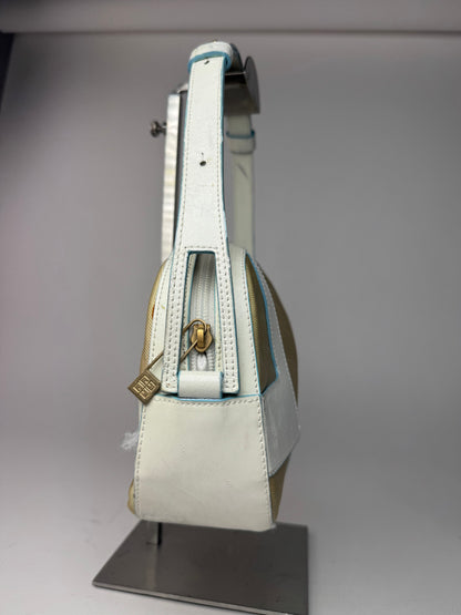 Sac vintage Givenchy 4G en cuir et coton bleu blanc beige