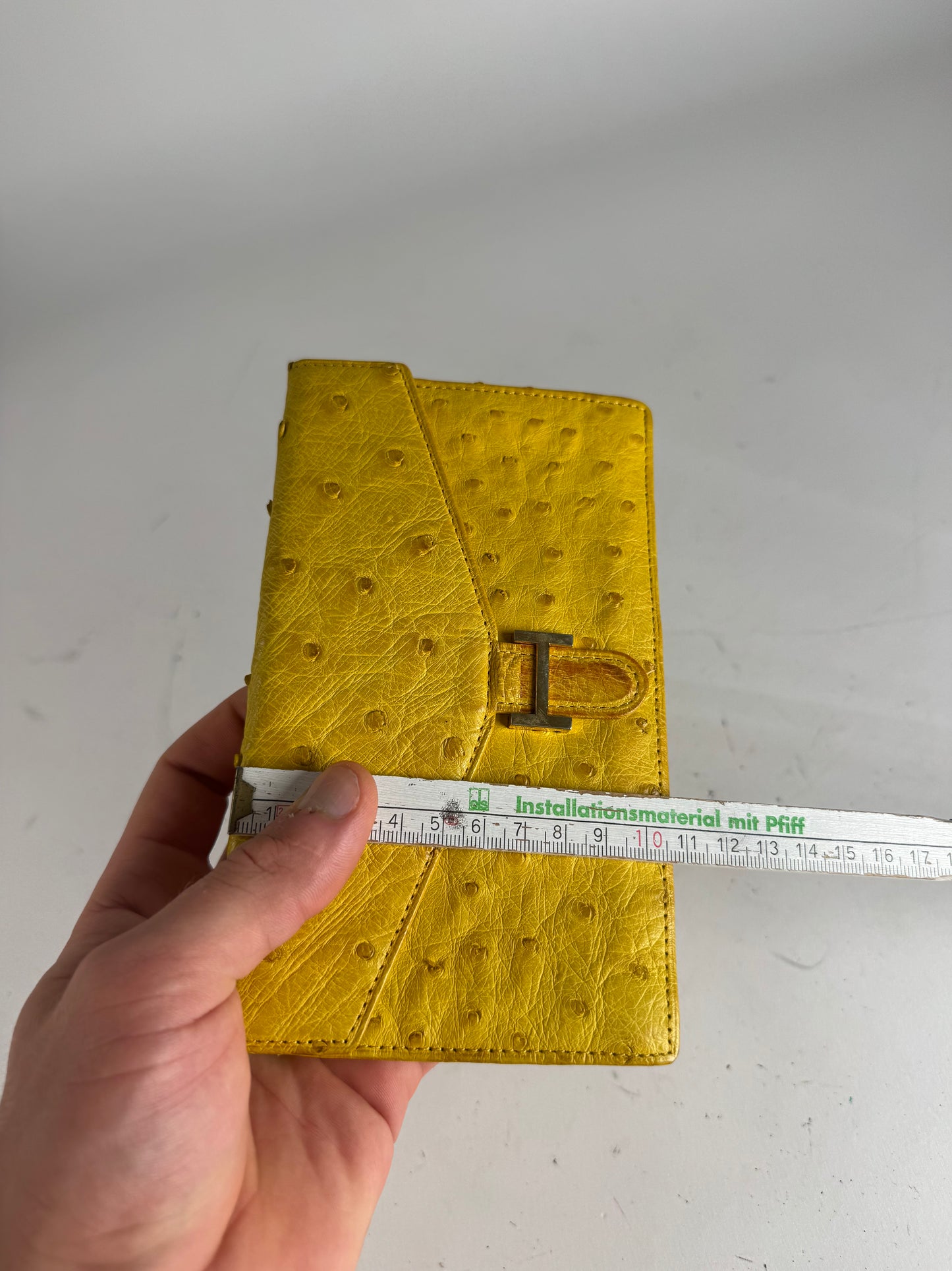 Vintage Ostrich Leather Wallet Yellow