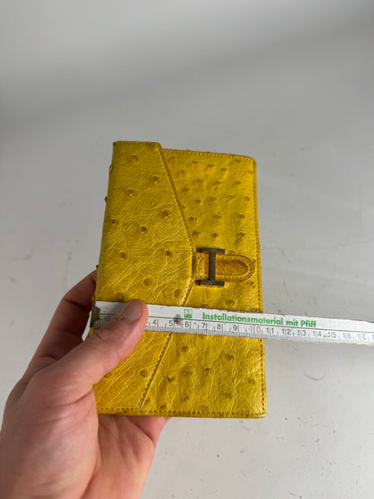 Vintage Ostrich Leather Wallet Yellow