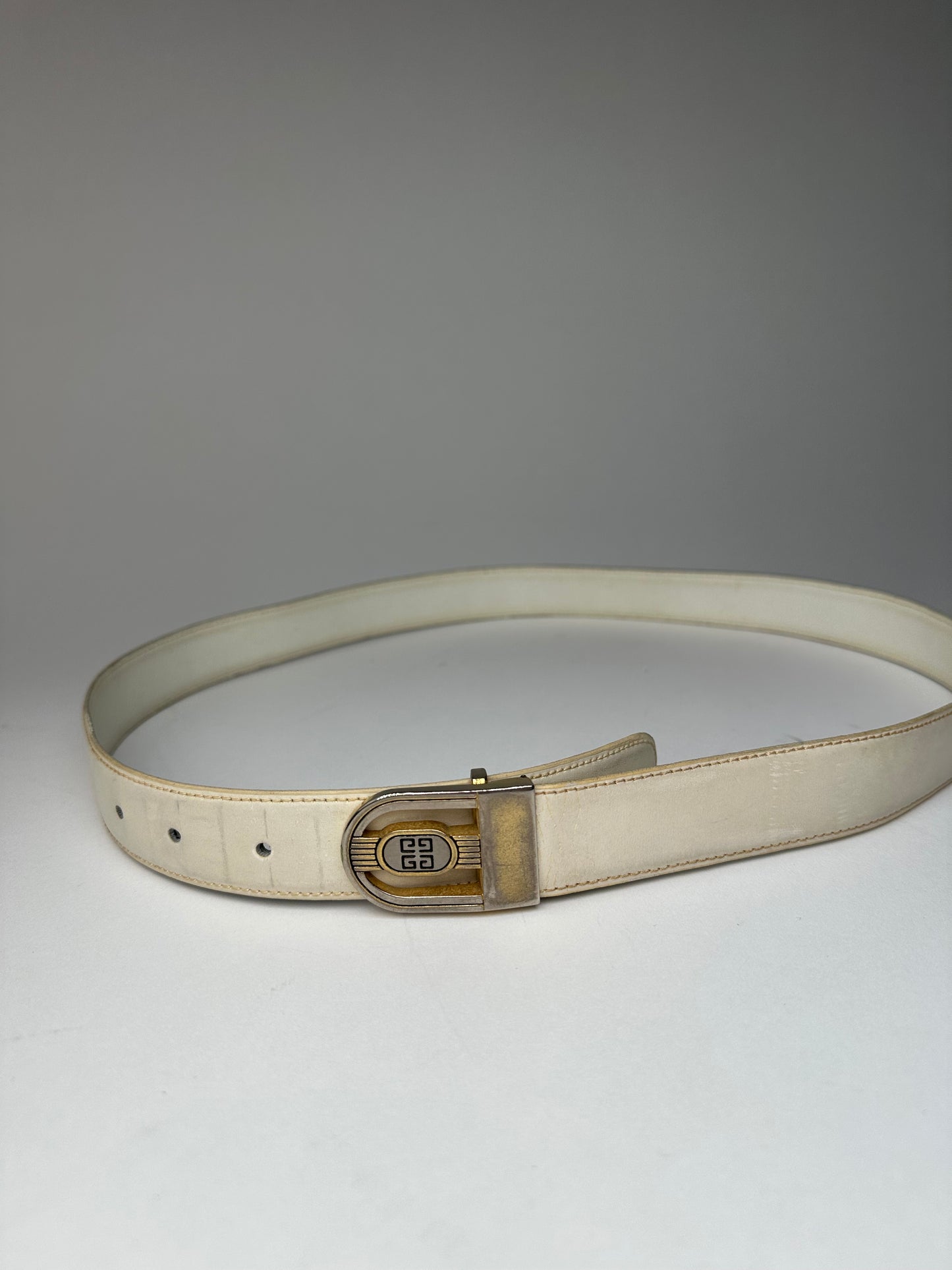 Vintage Givenchy Leather Belt White