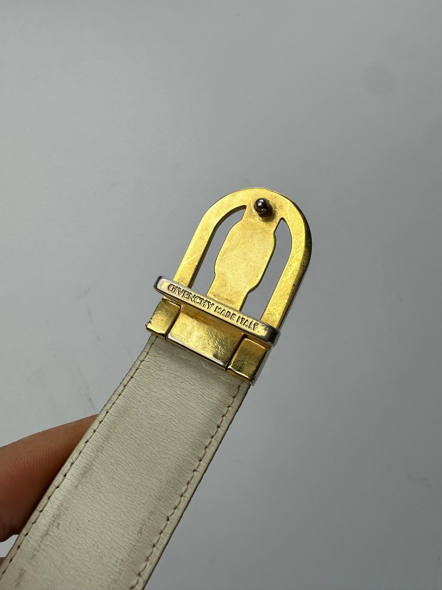 Vintage Givenchy Leather Belt White