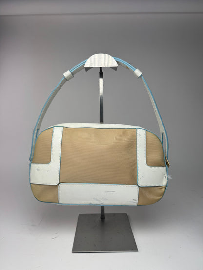 Sac vintage Givenchy 4G en cuir et coton bleu blanc beige