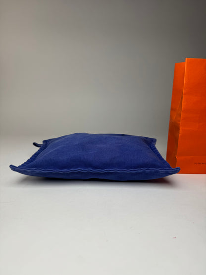 Vintage Hermes Canvas Clutch Cosmetic Bag Blue