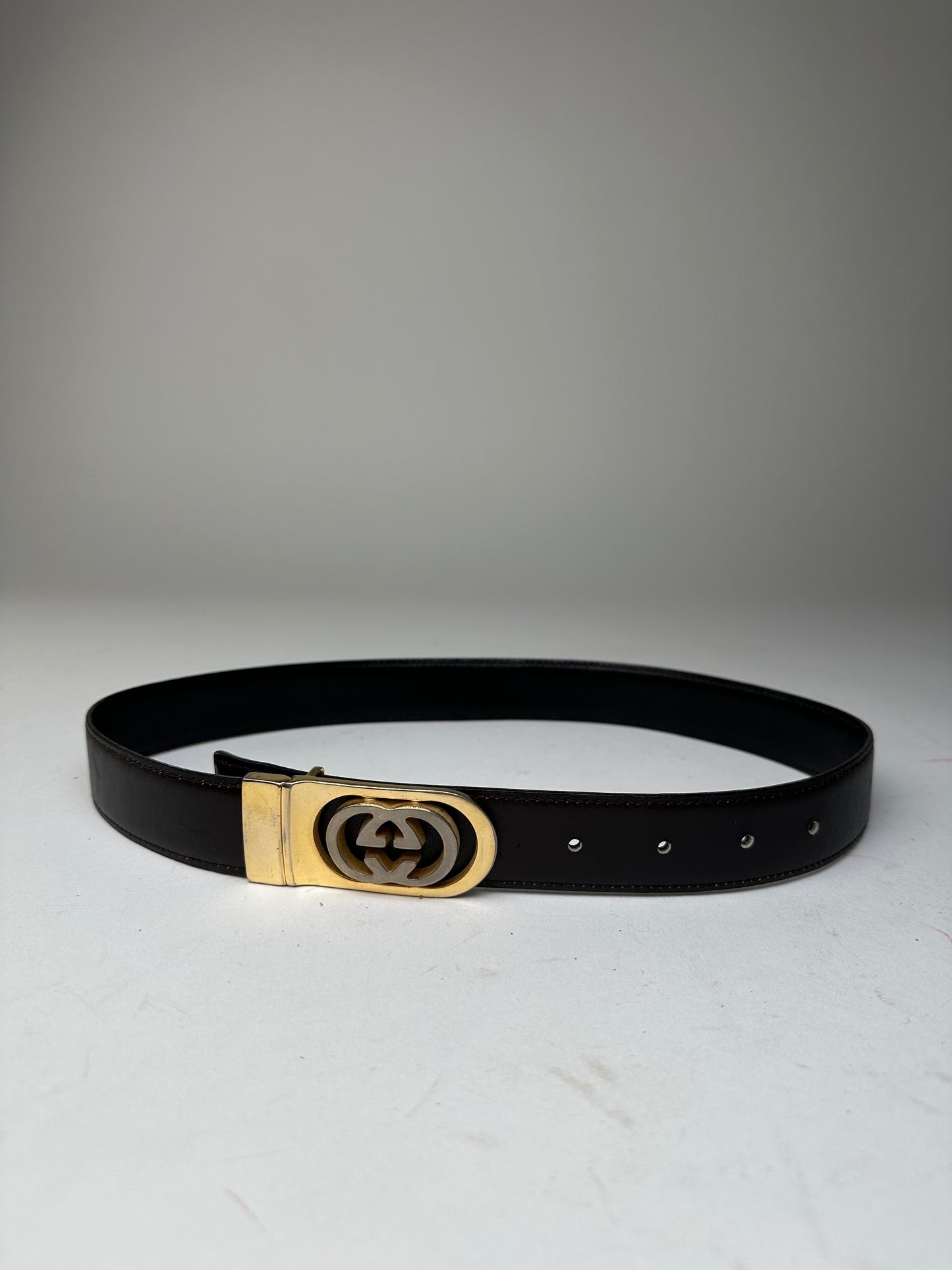 Vintage Gucci GG Leather Belt Brown