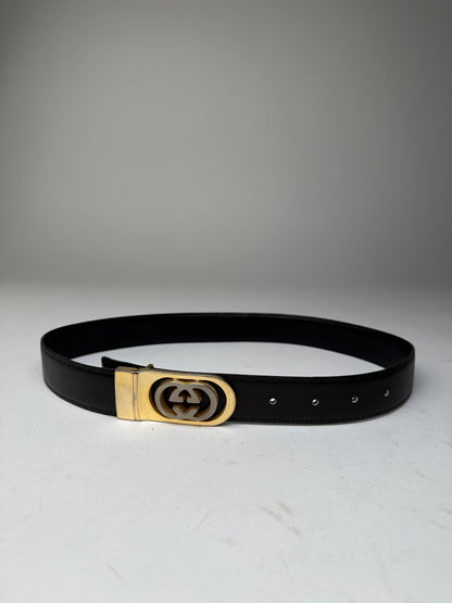 Vintage Gucci GG Leather Belt Brown