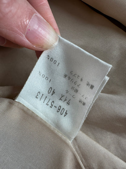 Vintage Givenchy Wool Blend Coat Fur Trim Beige Grey M