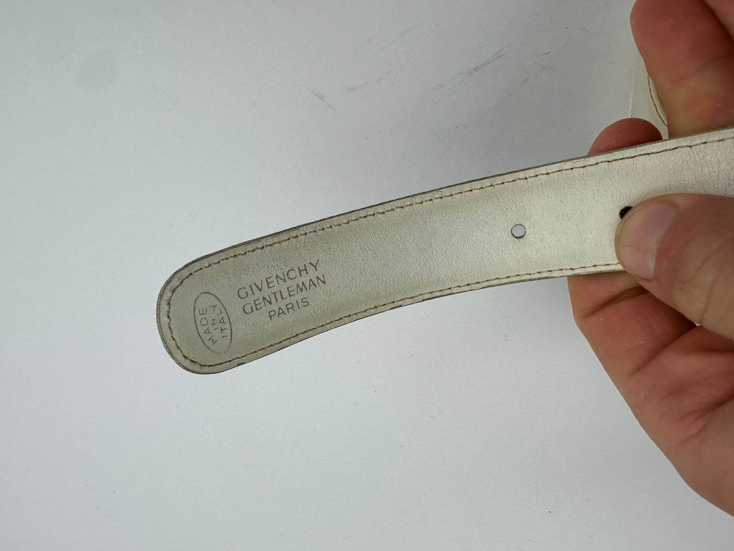 Vintage Givenchy Leather Belt White