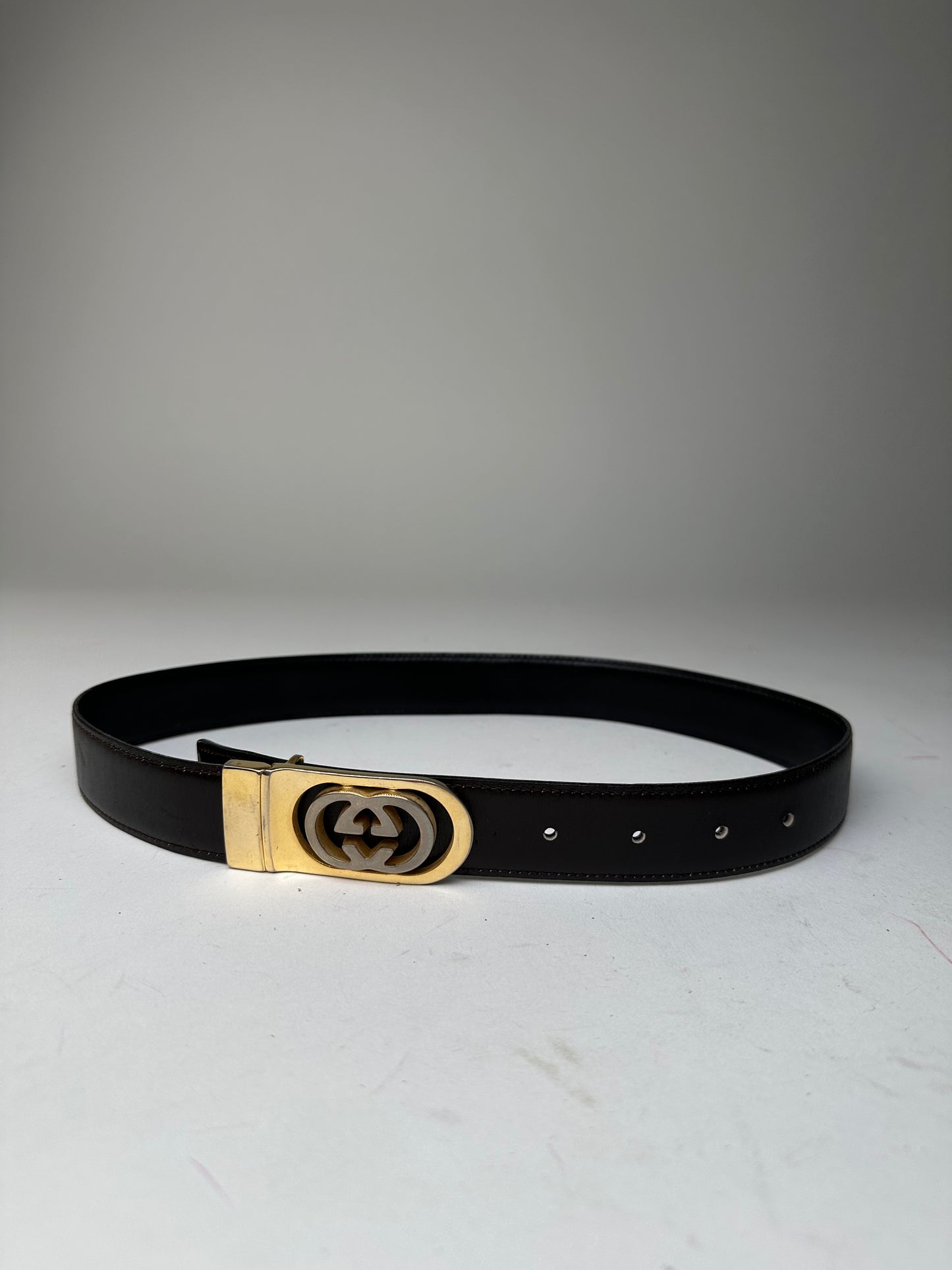 Vintage Gucci GG Leather Belt Brown