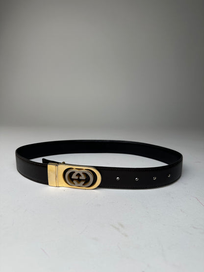 Vintage Gucci GG Leather Belt Brown