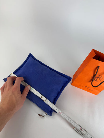Vintage Hermes Canvas Clutch Cosmetic Bag Blue
