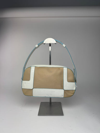 Sac vintage Givenchy 4G en cuir et coton bleu blanc beige