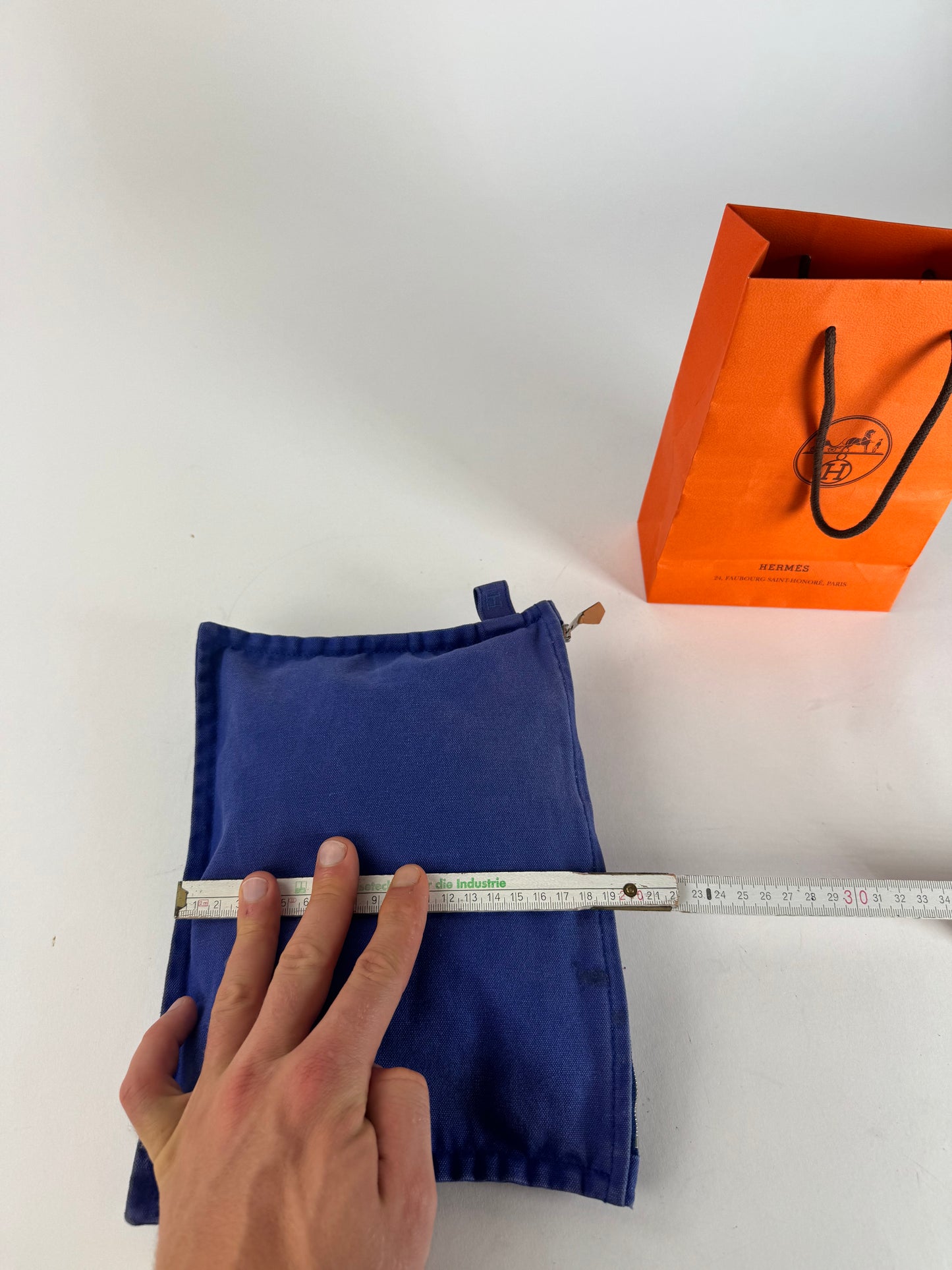 Vintage Hermes Canvas Clutch Cosmetic Bag Blue