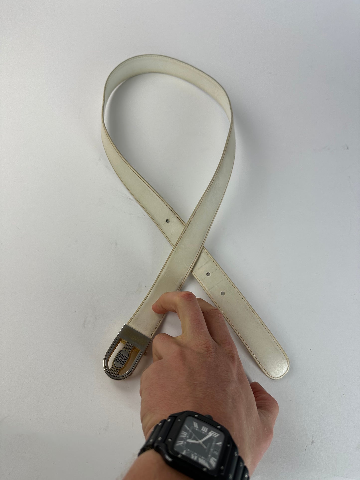Vintage Givenchy Leather Belt White