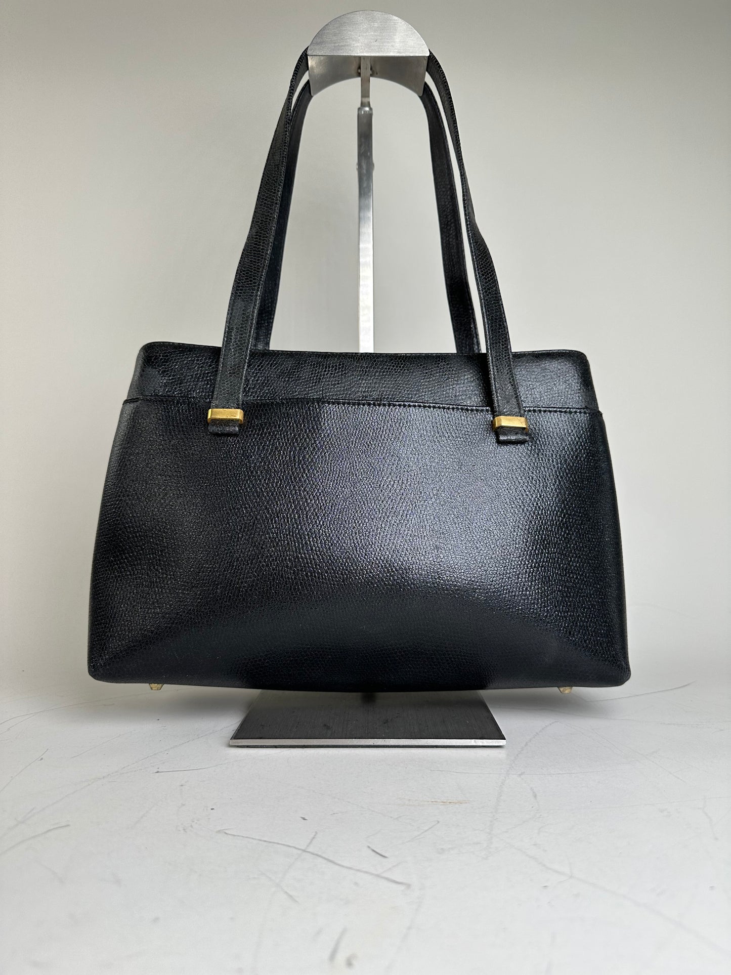 Vintage Givenchy Smooth Leather Handbag Black Gold