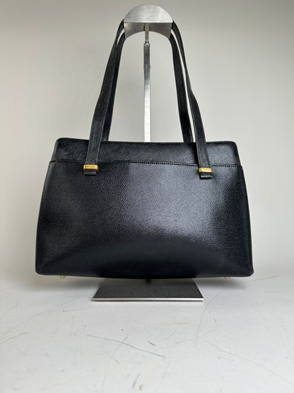 Vintage Givenchy Smooth Leather Handbag Black Gold