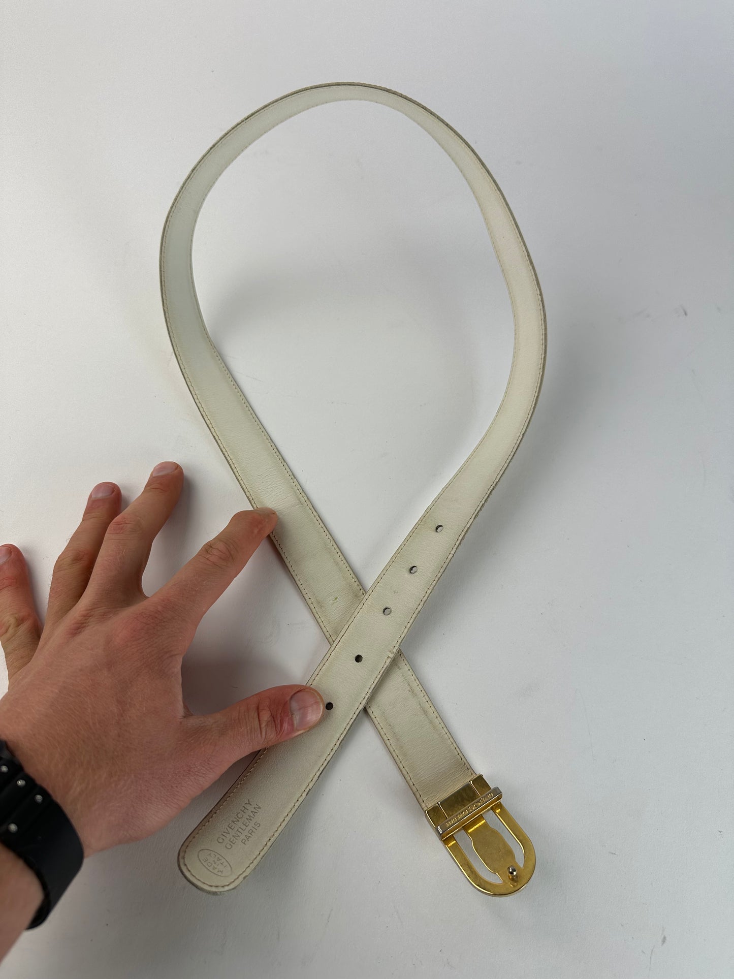 Vintage Givenchy Leather Belt White