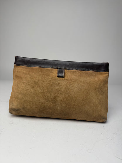 Vintage Loewe Anagram Suede Clutch Brown