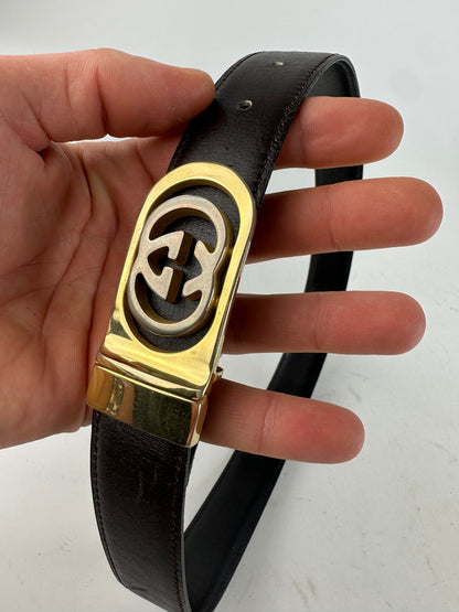 Vintage Gucci GG Leather Belt Brown