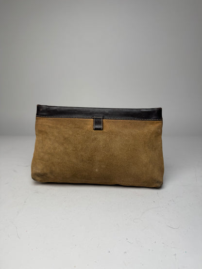 Vintage Loewe Anagram Suede Clutch Brown
