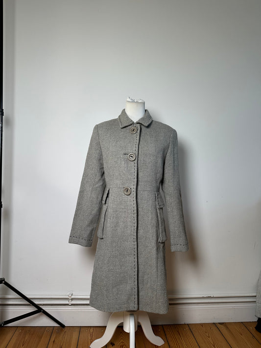 Vintage Balenciaga Wool Blend Coat Light Grey M