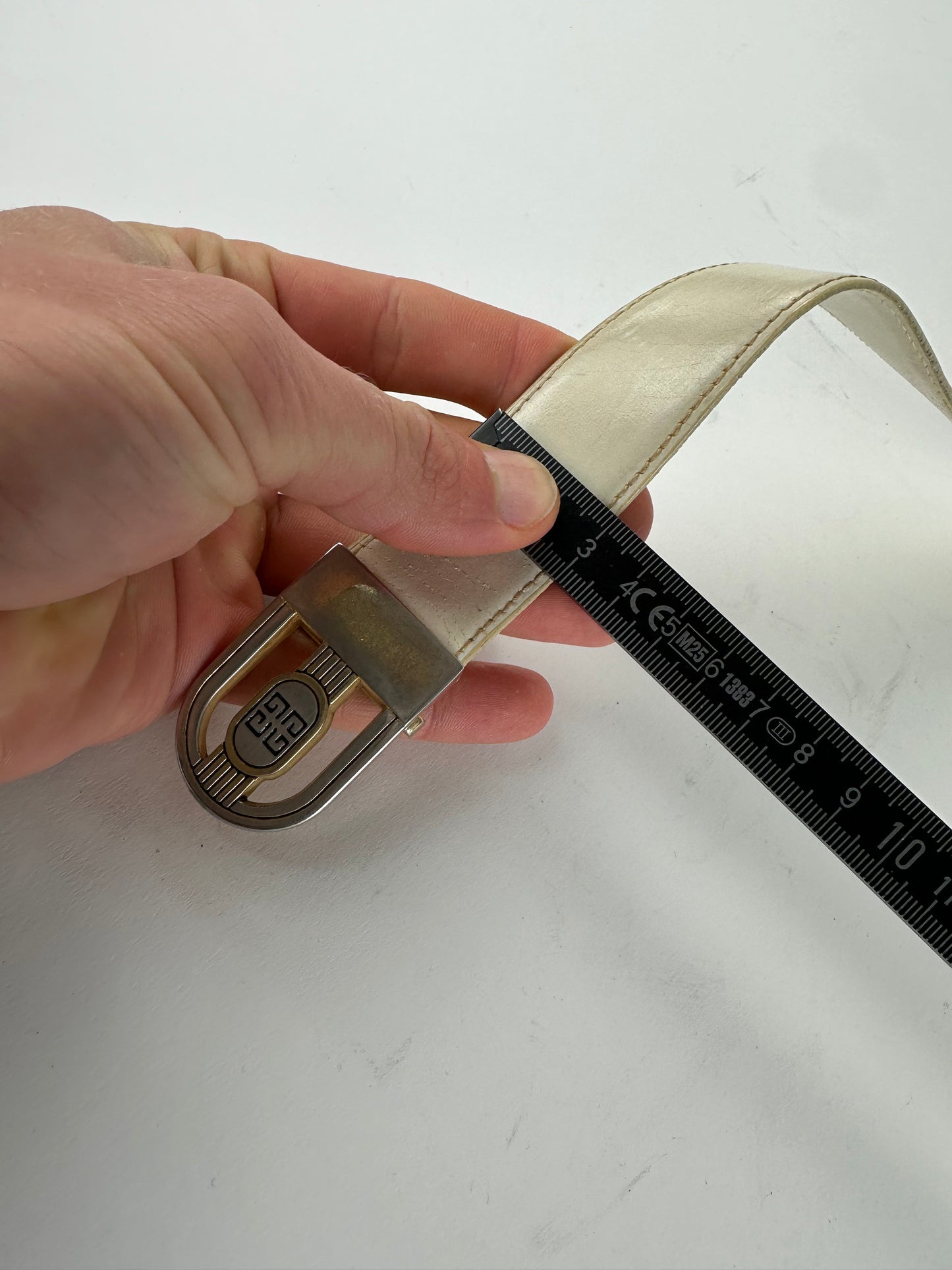 Vintage Givenchy Leather Belt White