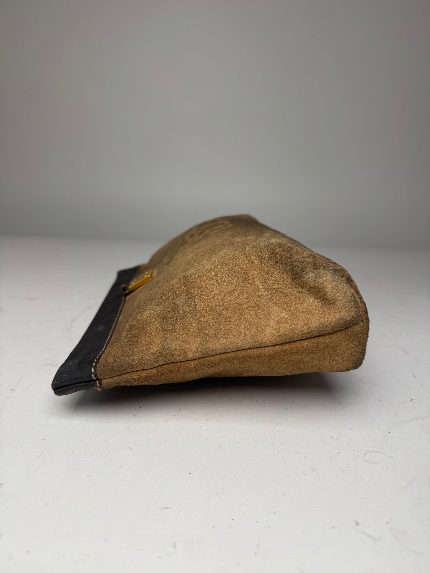 Vintage Loewe Anagram Suede Clutch Brown