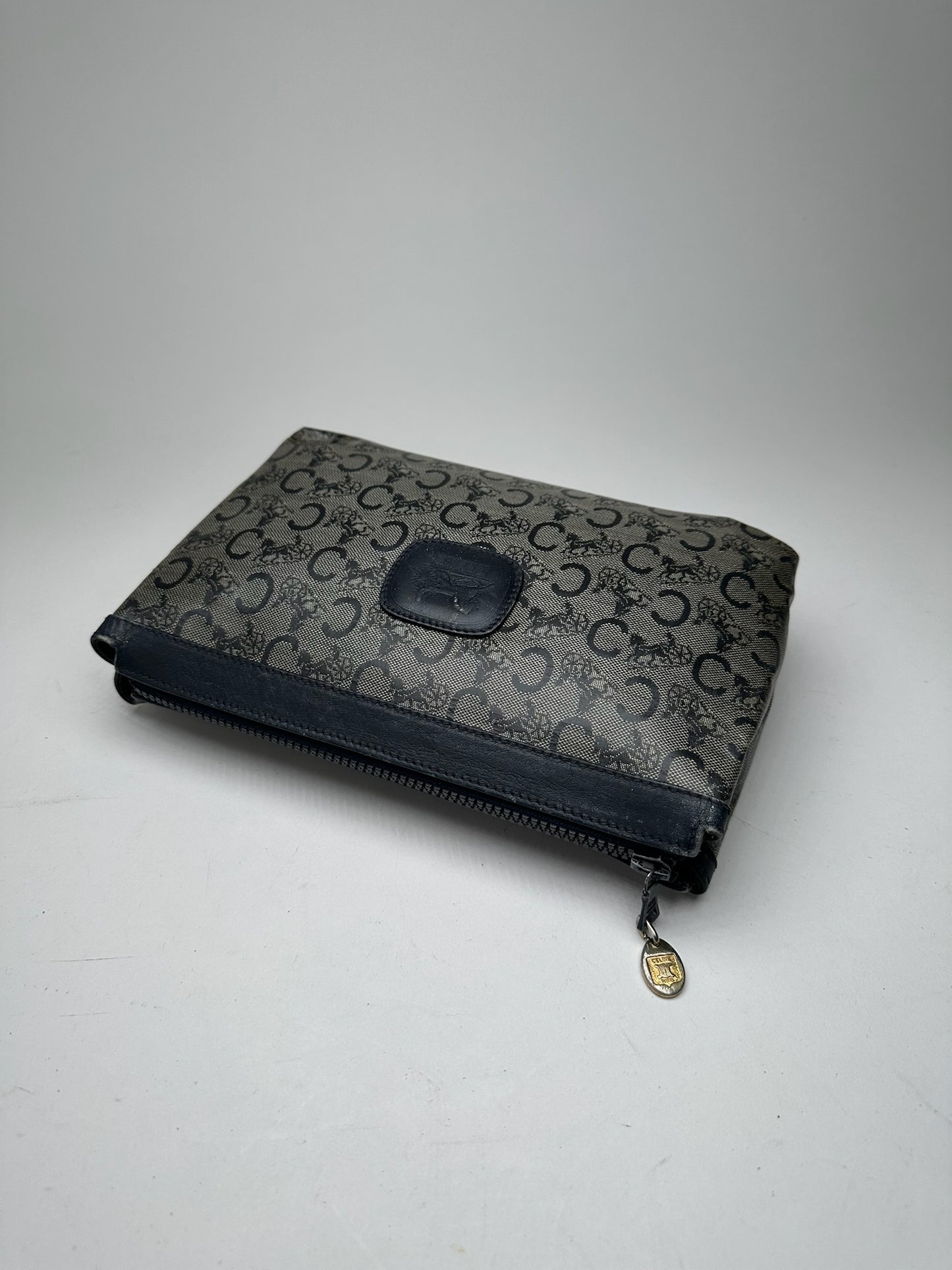 Vintage Celine Paris Macadam Monogram Leather clutch