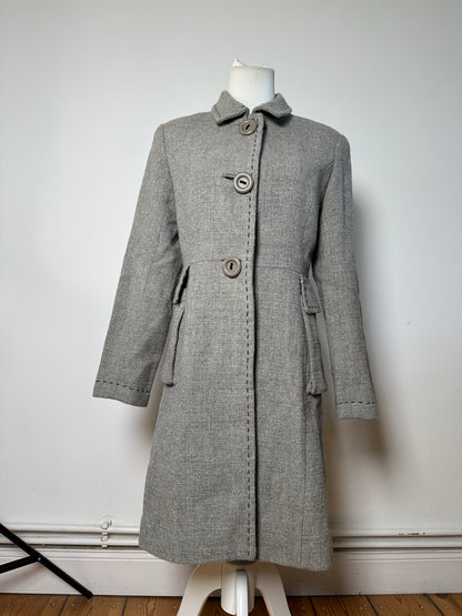 Vintage Balenciaga Wool Blend Coat Light Grey M