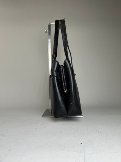 Vintage Givenchy Smooth Leather Handbag Black Gold
