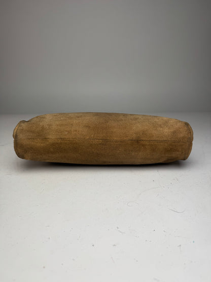 Vintage Loewe Anagram Suede Clutch Brown