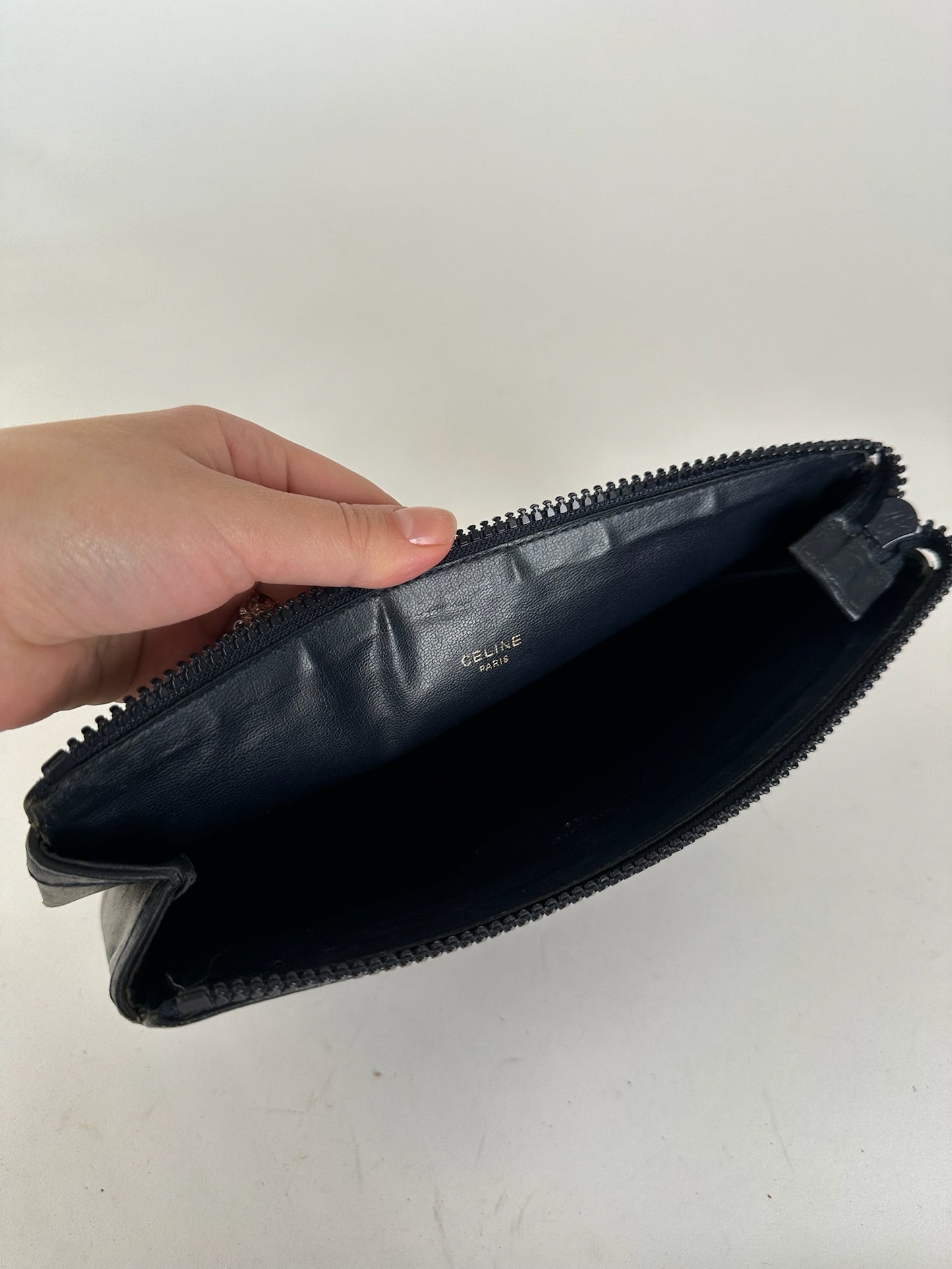 Vintage Celine Paris Macadam Monogram Leather clutch