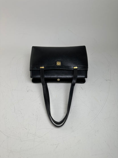 Vintage Givenchy Smooth Leather Handbag Black Gold