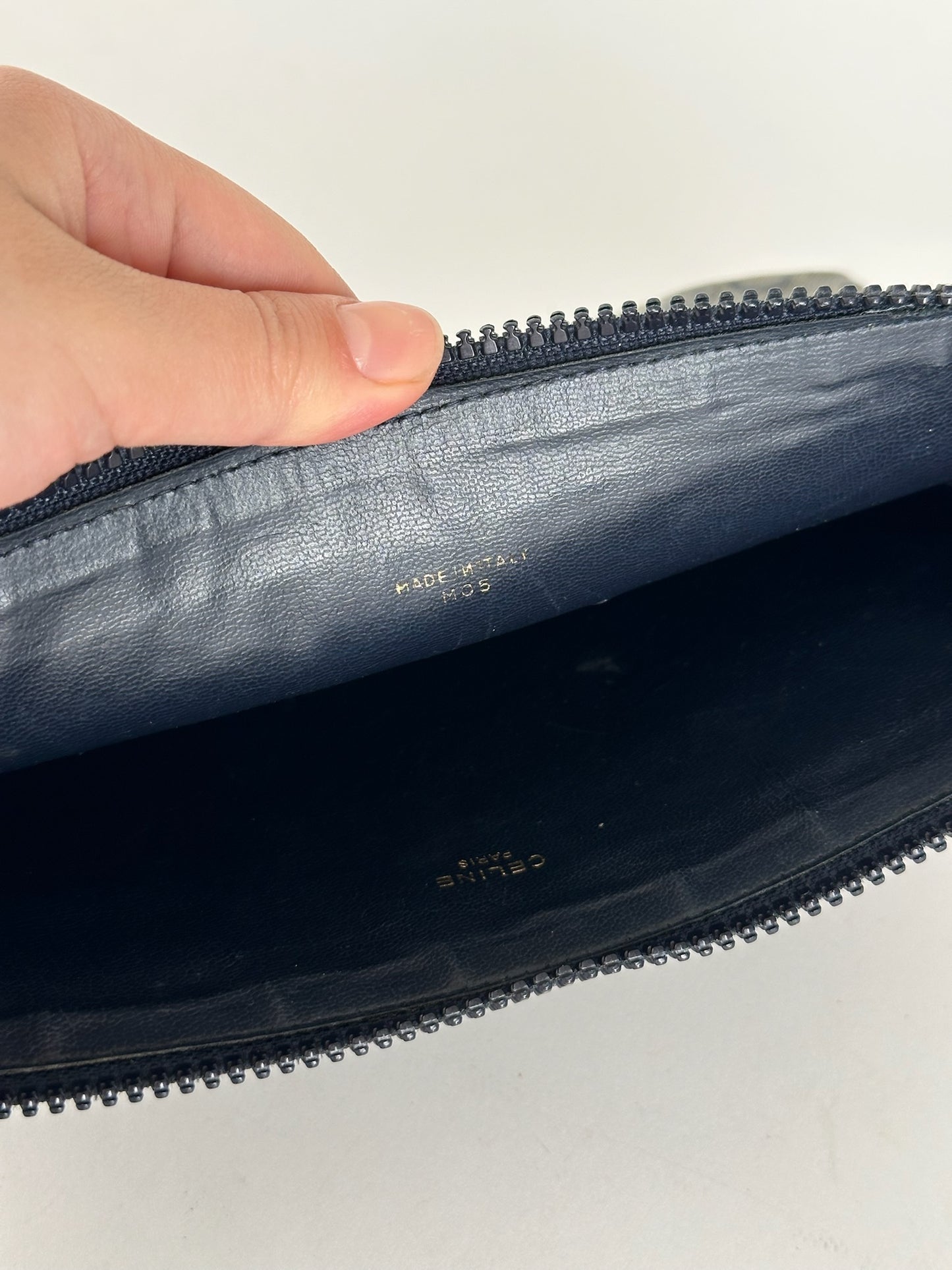 Vintage Celine Paris Macadam Monogram Leather clutch